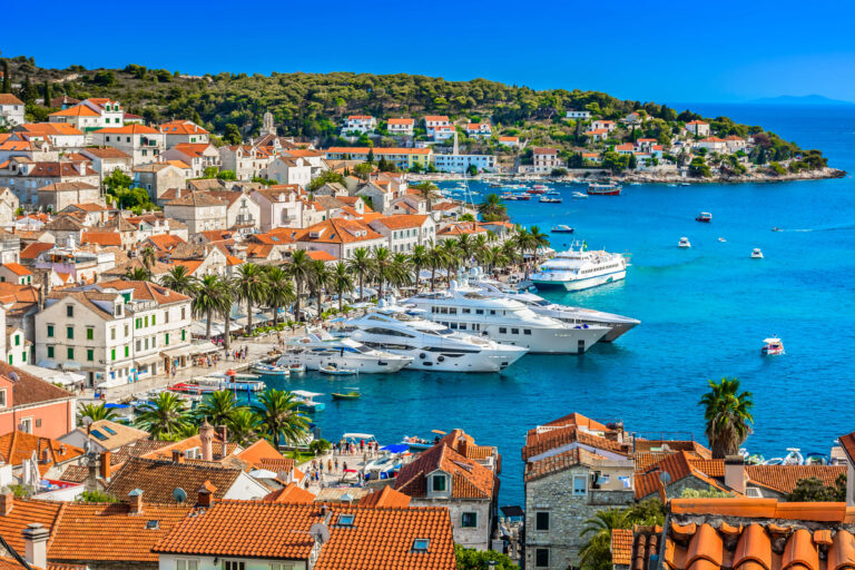 Charter yachts in a marina in Dubrovnik, Croatia